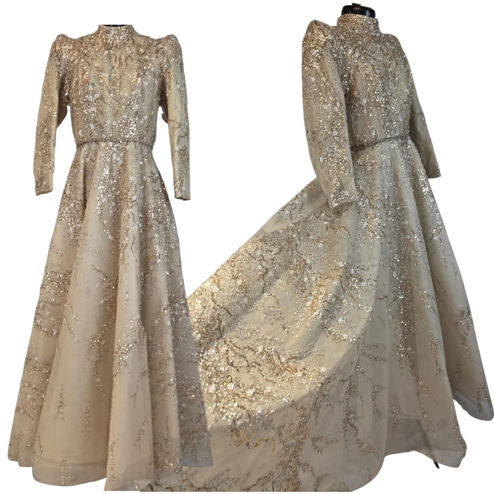 Tony Ward Couture Champagne Beaded Gown Formal Evening Dress Size L MSRP $10,000 - Picture 12 of 16